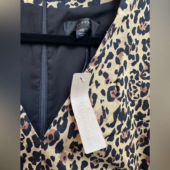 J. Crew Re-Imagined Chetah Leopard Print V-Neck Sheath Dress Size 16 NWT AK630 - Picture 6 of 15